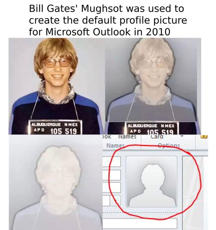 Năm 1977, Bill Gates chạy quá tốc độ và quên bằng lái xe, nên bị cảnh sát giữ lại và chụp một tấm chân dung (Mugshot).