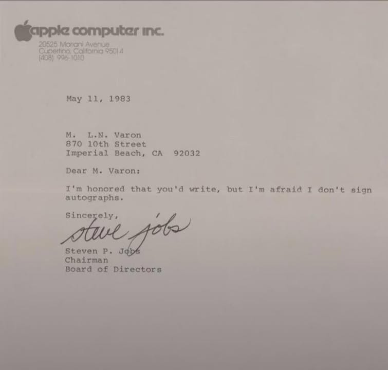🖋 Steve Jobs và bức thư từ chối ký tặng “gây sốt” – được đấu giá hàng chục ngàn đô