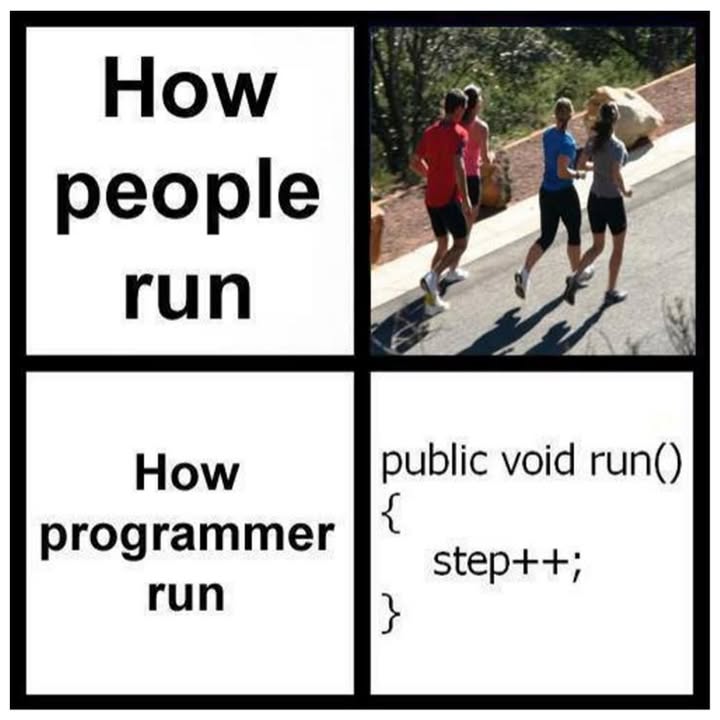 Cùng là chạy, nhưng dev không cần giày...😅😅😅