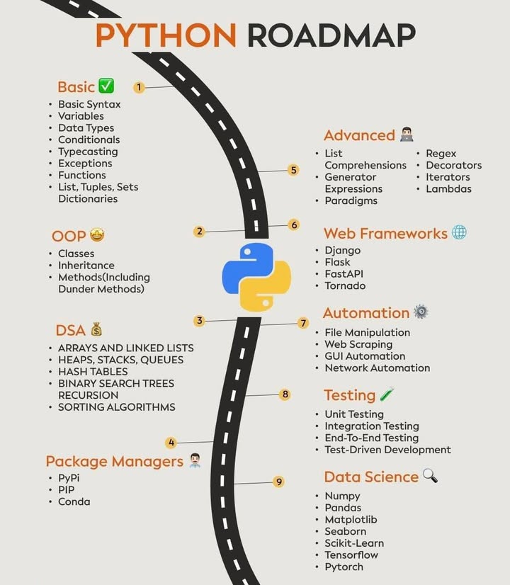 🚀 PYTHON ROADMAP 2025 – Con đường trở thành cao thủ Python